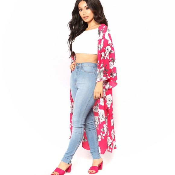 Fashion Nova Other - Fashion Nova Floral Fuchsia Kimono